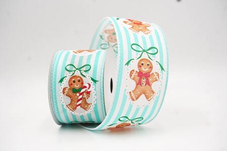 Weiß gestreiftes Lebkuchenrahmen-Weihnachtsband_KW0439GC-1-1
